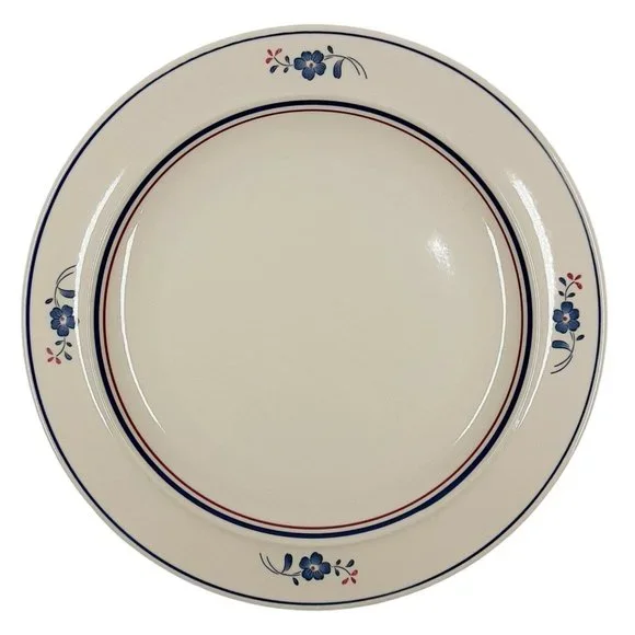 Stockholm Red Blue Floral Dinner Plate Vintage Patriotic Stoneware Dinnerware - Picture 1 of 8